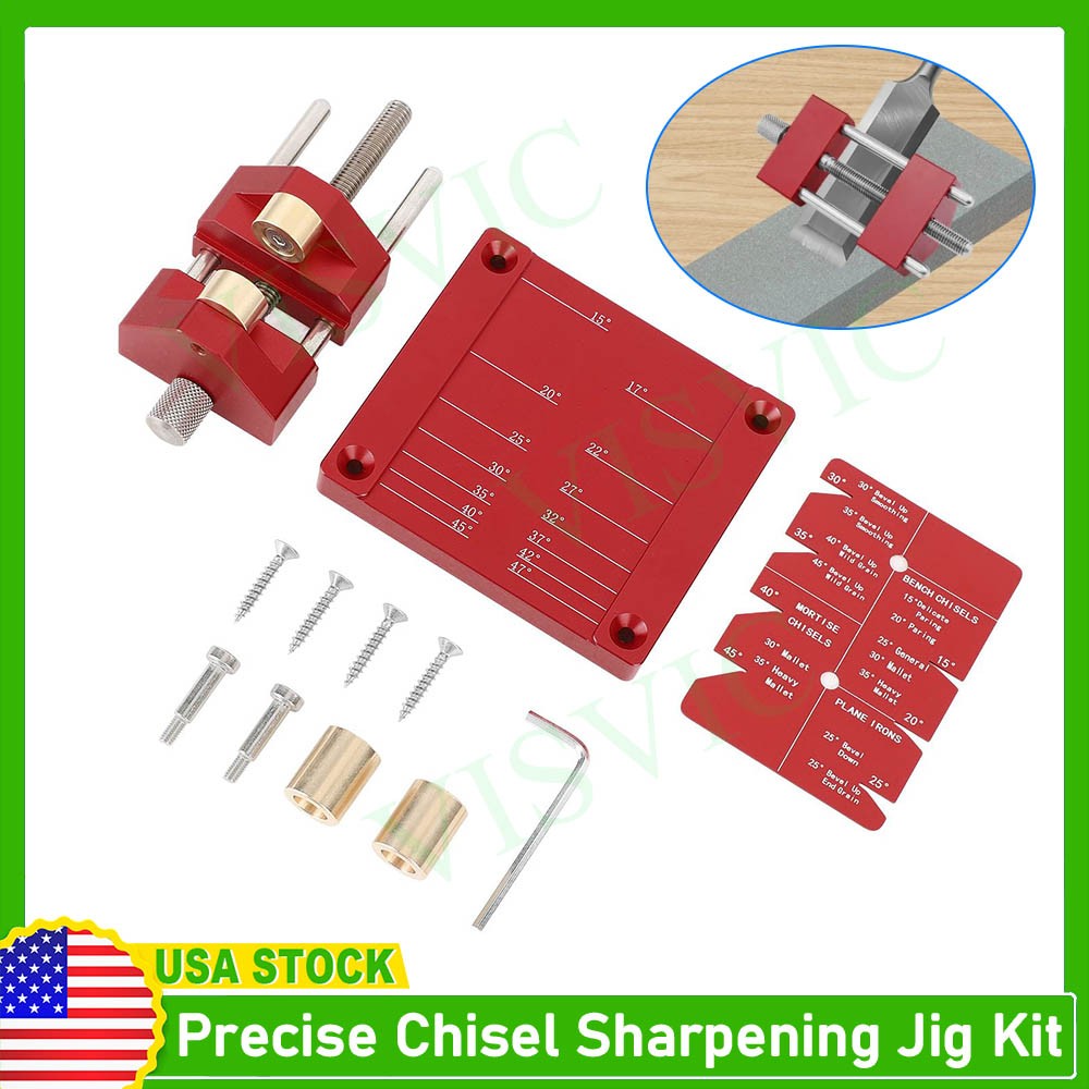Chisel Sharpening Jig Kit, Honing Guide for 5/32"–3" Chisels, Adjustable Angle