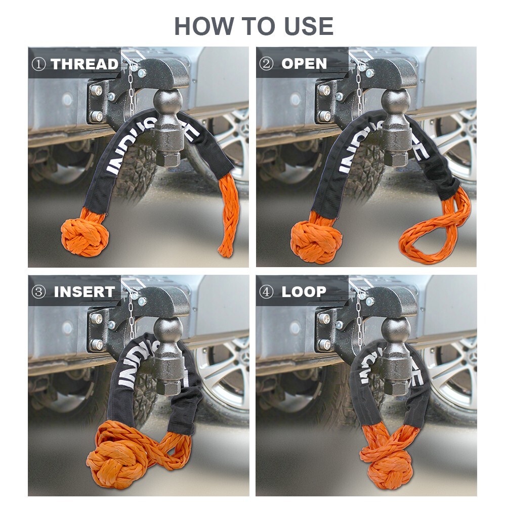 2 Pack 1/2 x 22 Inch 56,000,lbs Soft Shackle Synthetic Rope for ATV UTV 4X4