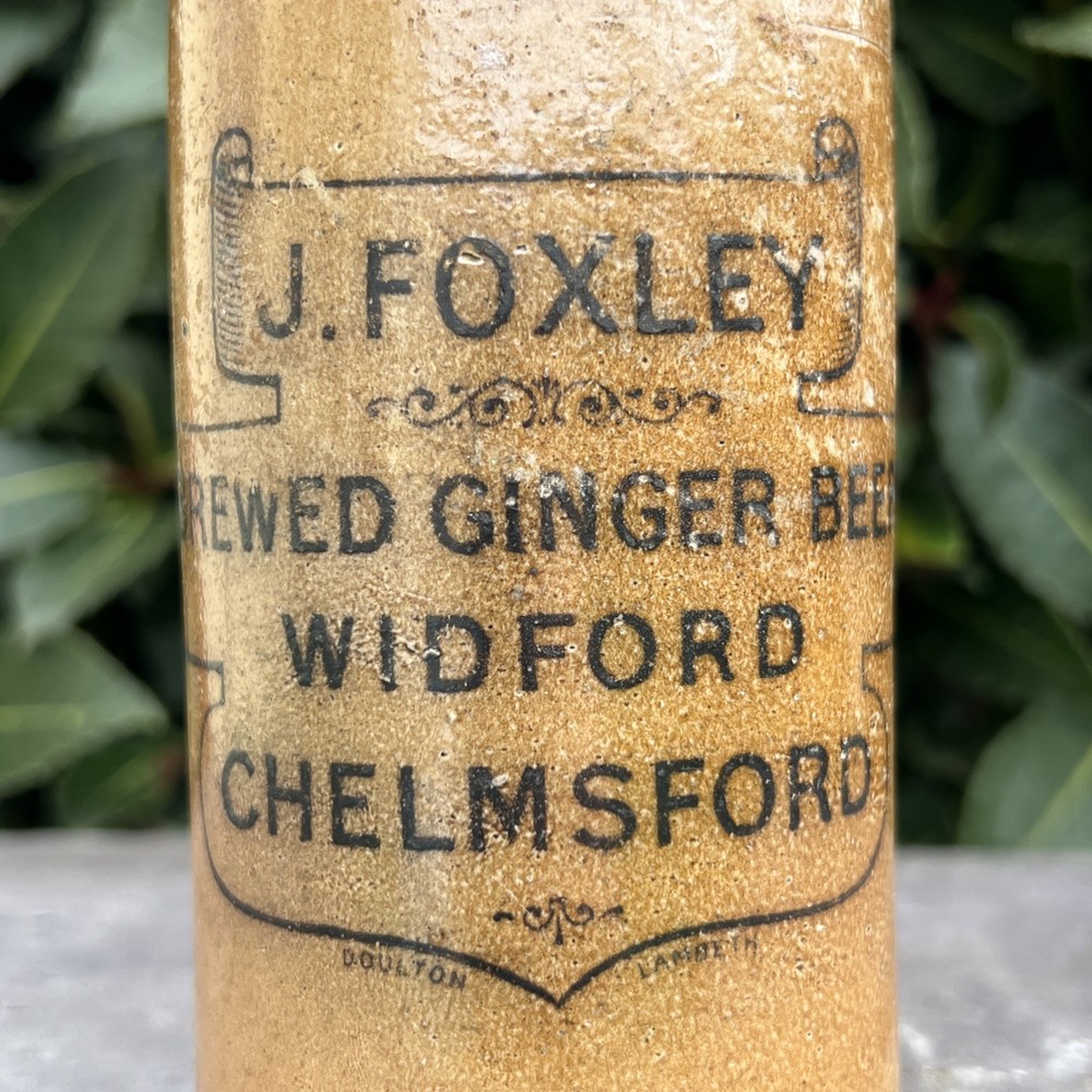 J. Foxley Widford Chelmsford Brewed Ginger Beer Bottle Rustic Kitchen Décor