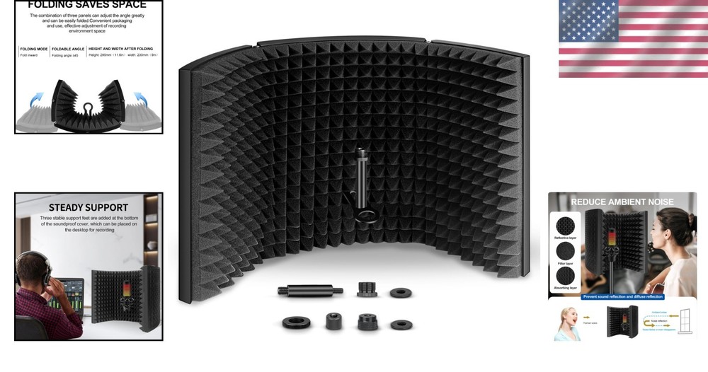 Pro Microphone Isolation Shield for Blue Yeti & Condenser Mics, Compact Design