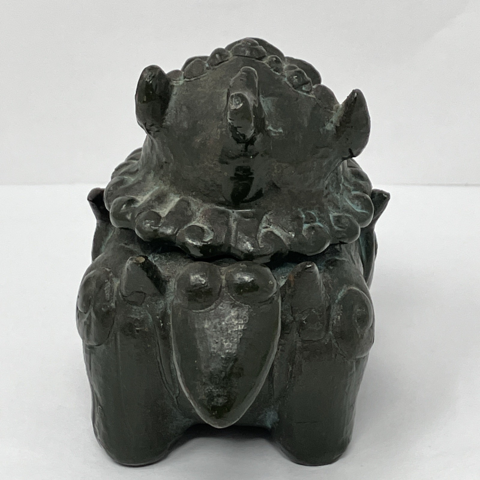 Antique Chinese Foo Dog Incense Burner Guardian Lion HEAVY ( Bronze? Cast Iron?)