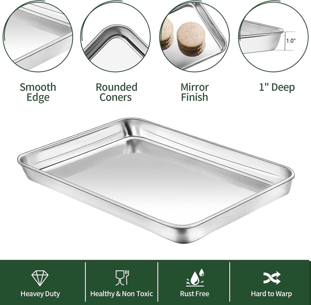 Baking Sheet & Cooling Rack Set 2 Baking Pans 2 Baking Racks Stainless Steel