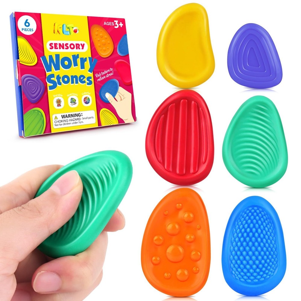 Children's sensory stone decompression toy Soft silicone texture Worry stone