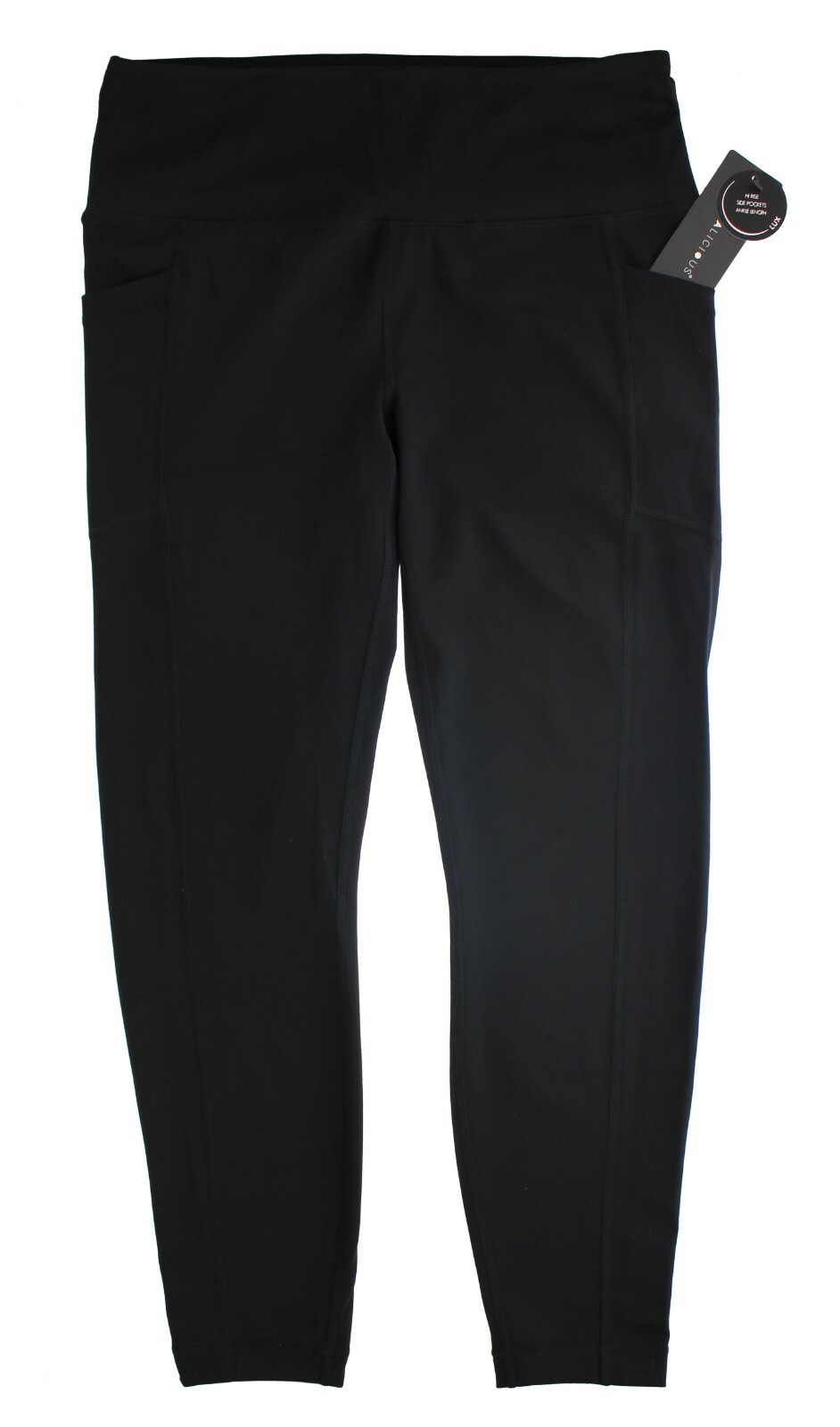 Yogalicious Lux Womens Yoga Legging Pants High Waist Side Pocket Black 7/8 Ankle