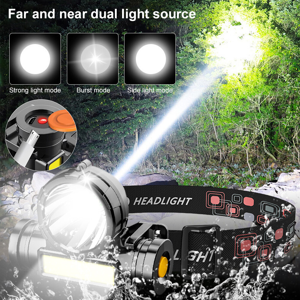 Led Headlamp Flashlight Rechargeable Headlamp Headlight For Running Camping