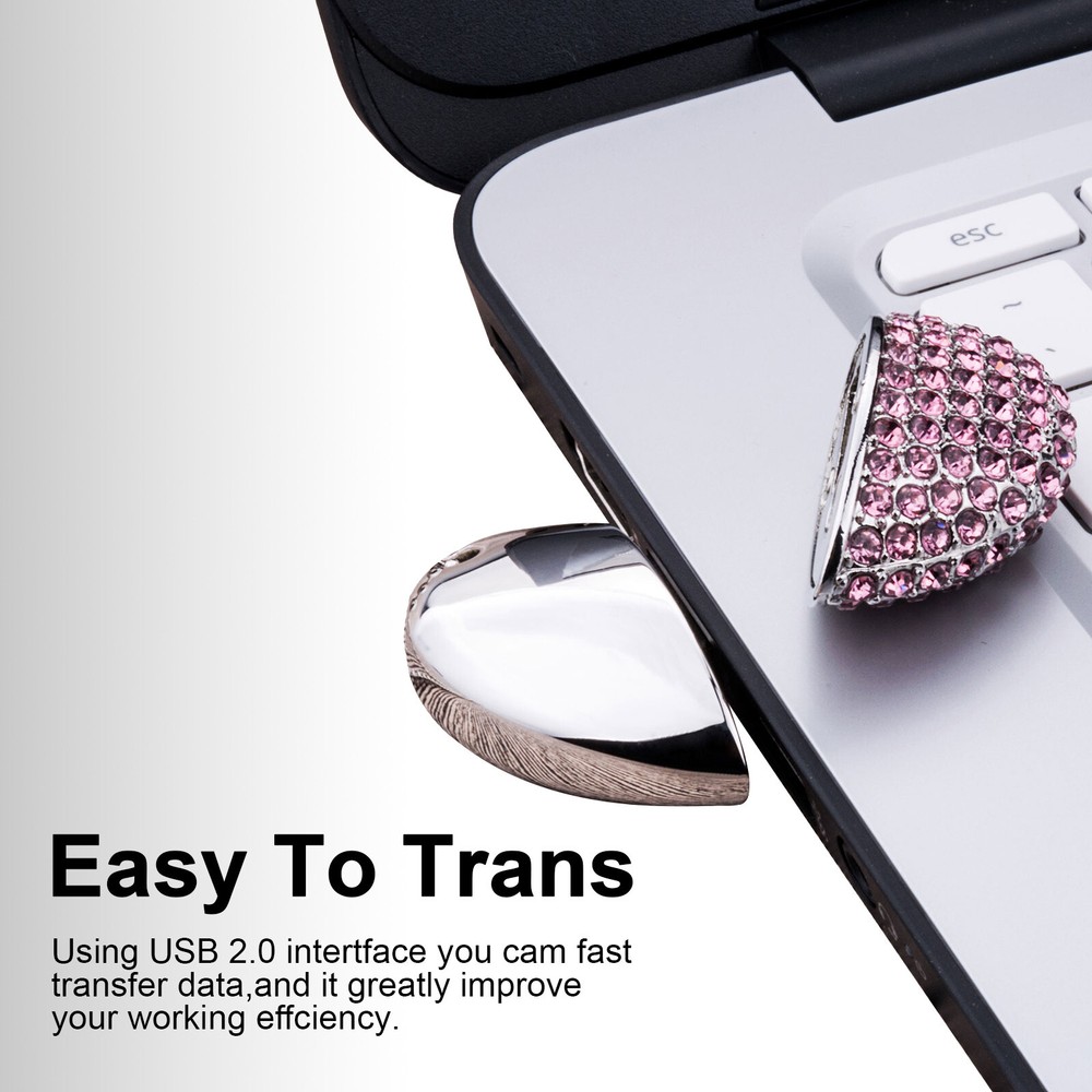 32GB Crystal Heart USB 2.0 Flash Drive Memory Stick Storage Gift