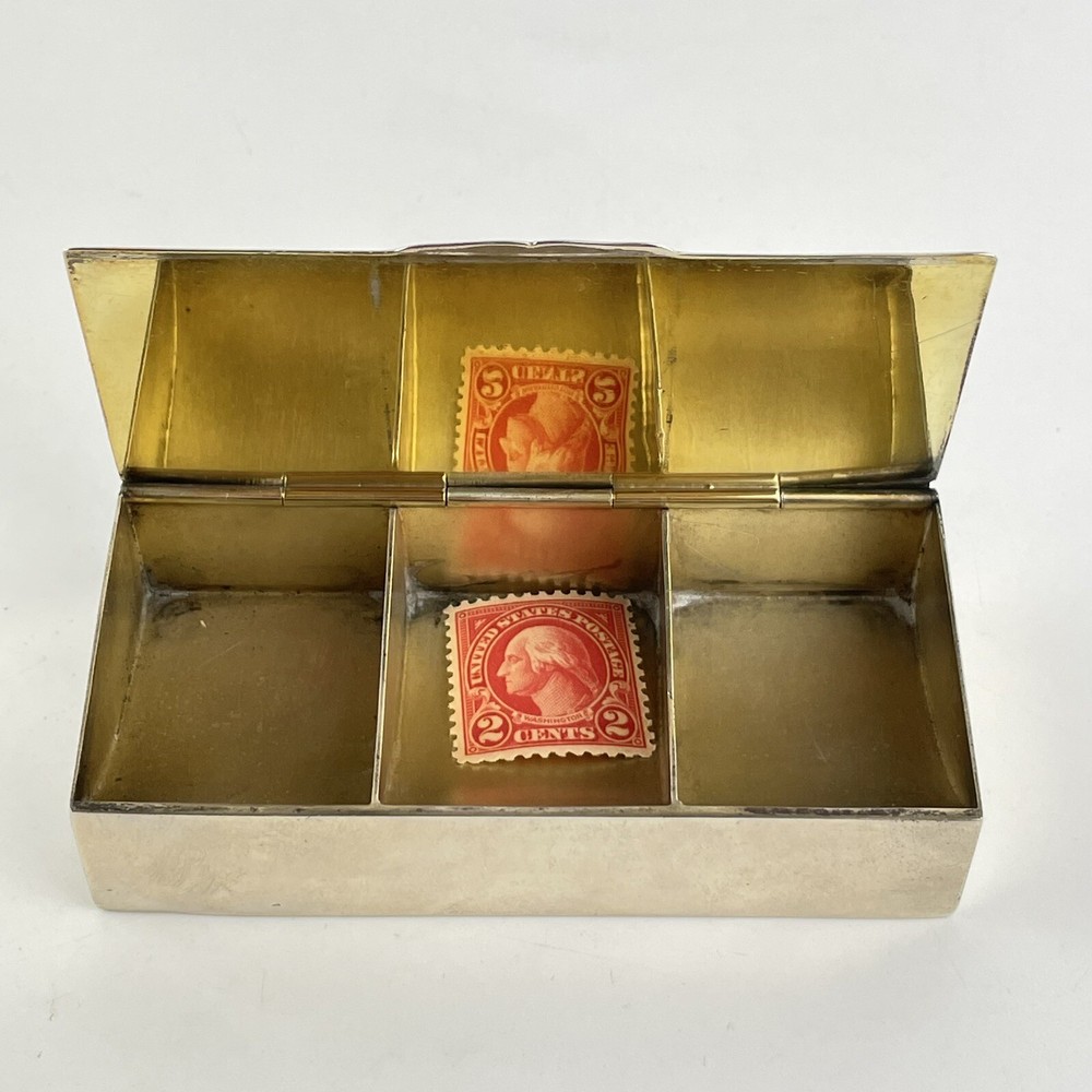 Antique Solid Sterling Silver Tiffany & Co Stamp Box 8.8cm X 4.2cm C1930s