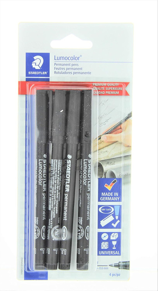 4 PCS 0.4mm Fine Permanent Marker Pens Refillable Quick Dry, Black