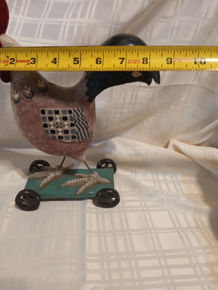 Metal Rooster/ Hen On Wheels