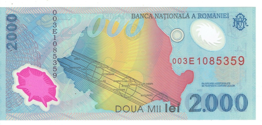 ROMANIA--2000 LEI--1999--CLEAN CRISP UNC.