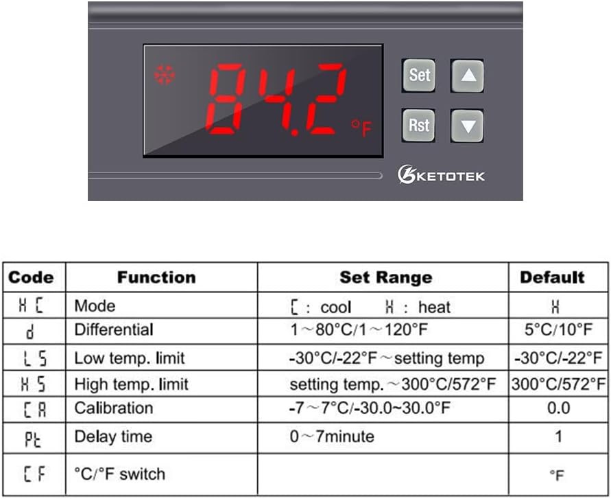 KETOTEK KT8230 Digital Temperature Controller Thermostat black,orange