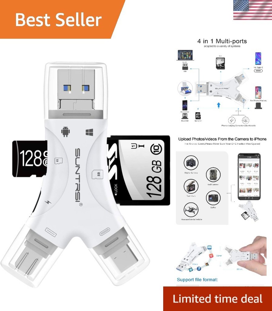 SD Card Reader for iPhone/ipad/Android/Mac/Computer/Camera,4 in1 Micro SD Card R