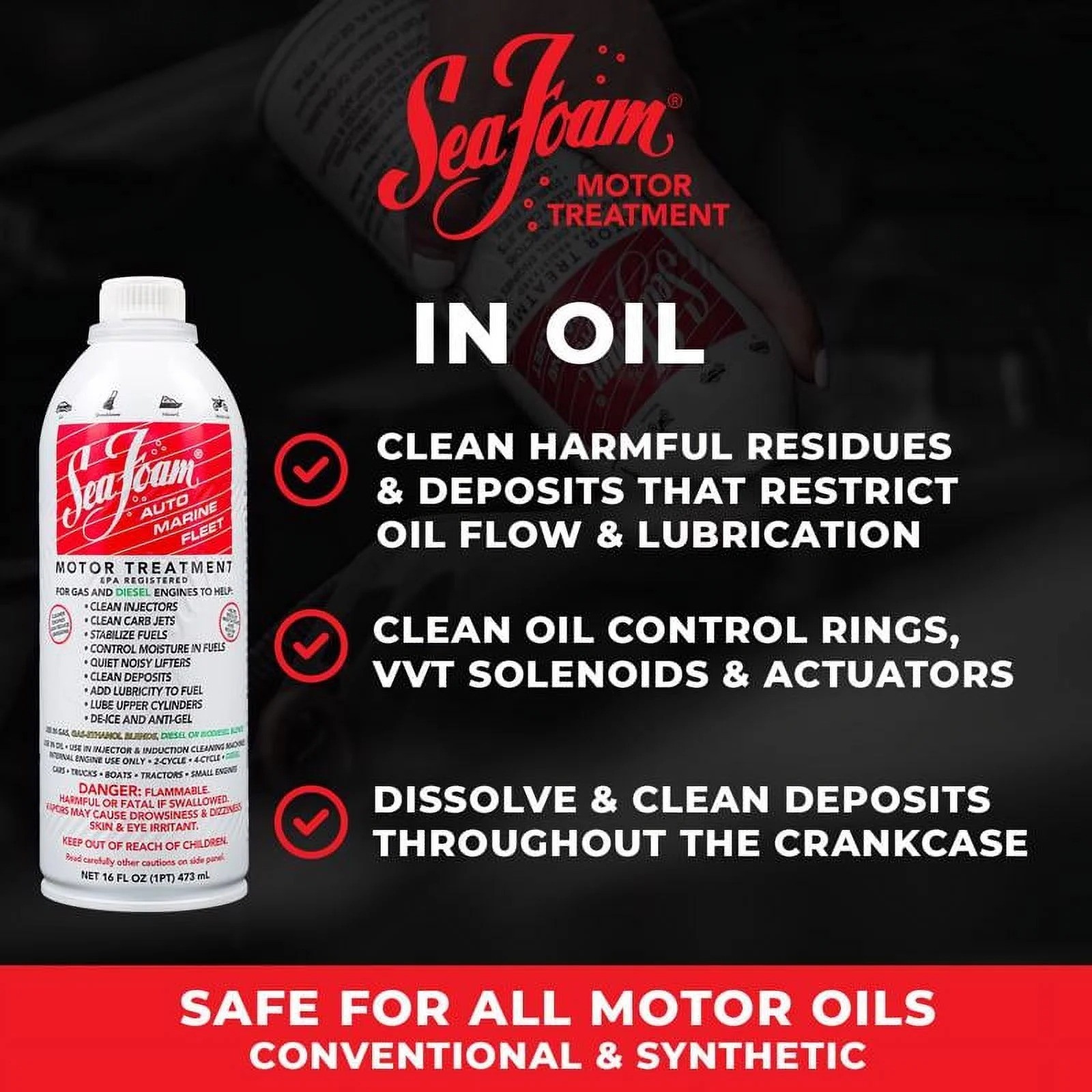 Sea Foam SF16 Motor Treatment Automotive Additive, 16 oz. New
