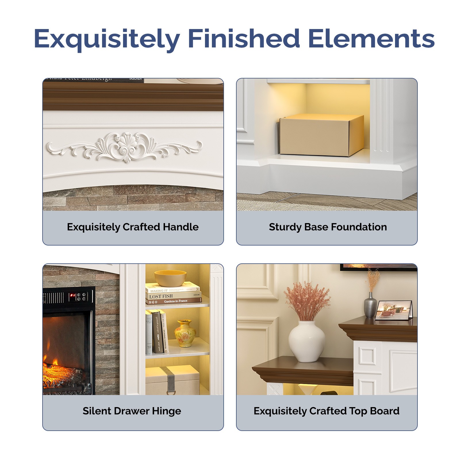 80" Electric Fireplace TV Stand w/ Realistic Flame Effect and Heating for 80" TV