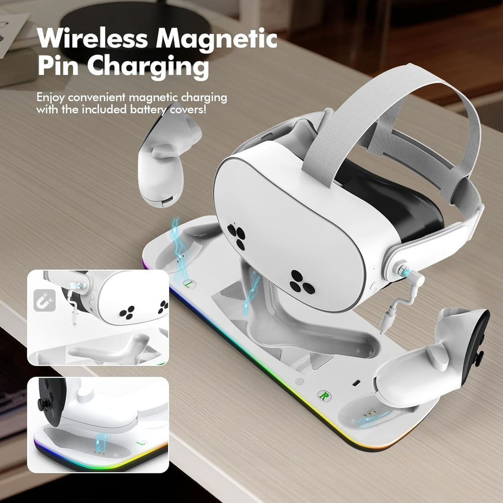 Charging Dock Compatible with Meta Oculus Quest 3/3S, VR Headset Controller Acce