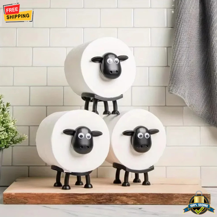 Cute Sheep Toilet Paper Holder Cartoon Bathroom Decor Standalone