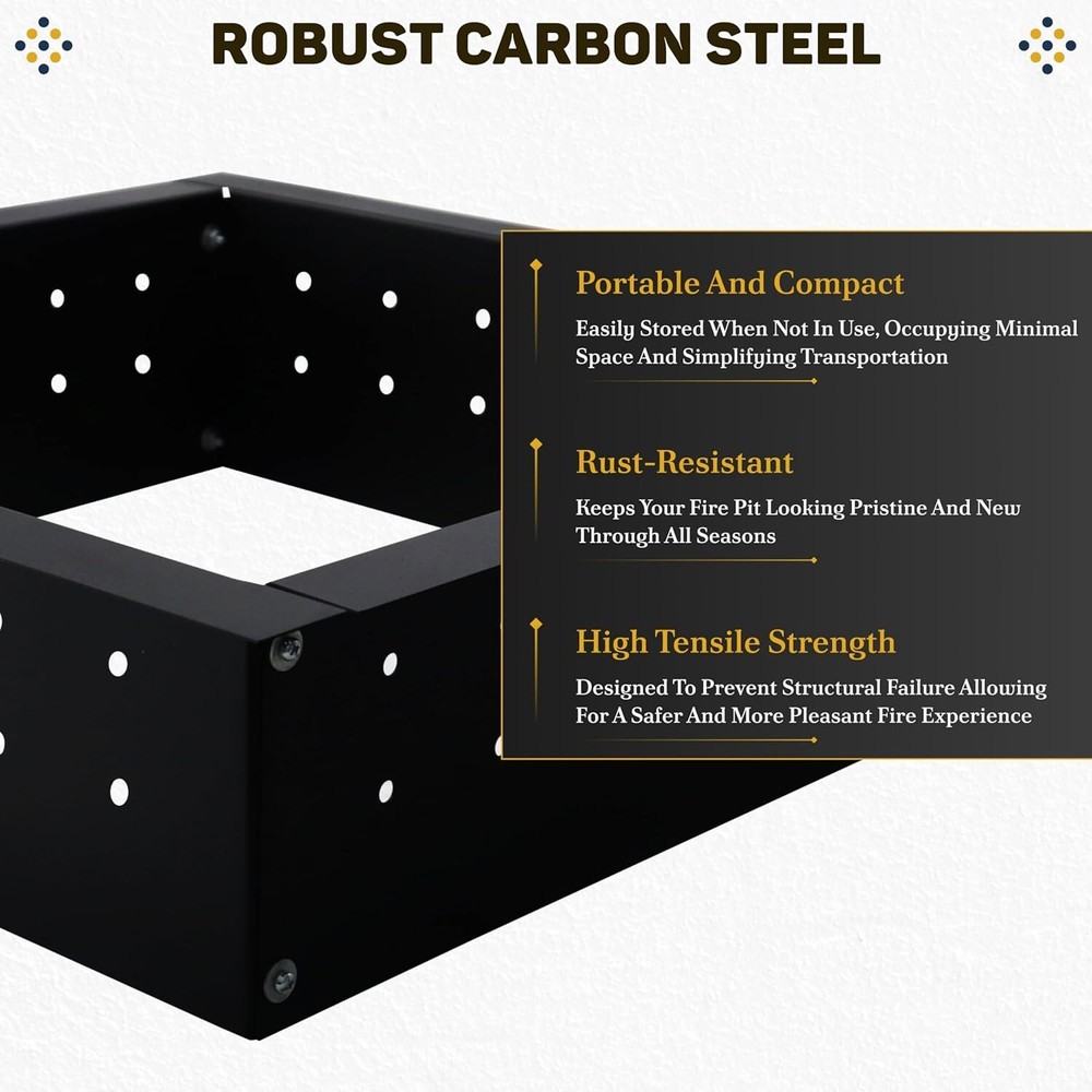 FEBTECH Smokeless Fire Pit Insert Square 29" OD & 25" ID with Air Vents