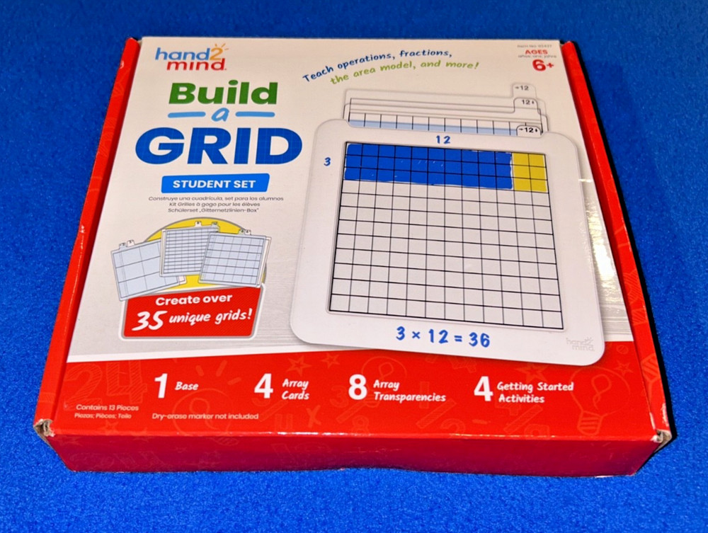 Hand2Mind Build-A-Grid Student Set Math Wipe Off Transparency Teaching Tool