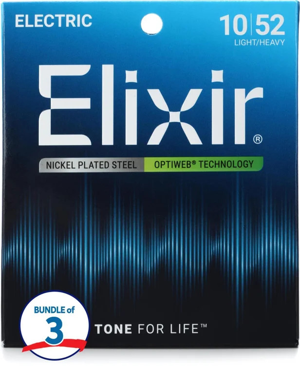 Elixir Strings 19077 Optiweb Electric Guitar Strings - .010-.052 Light/Heavy