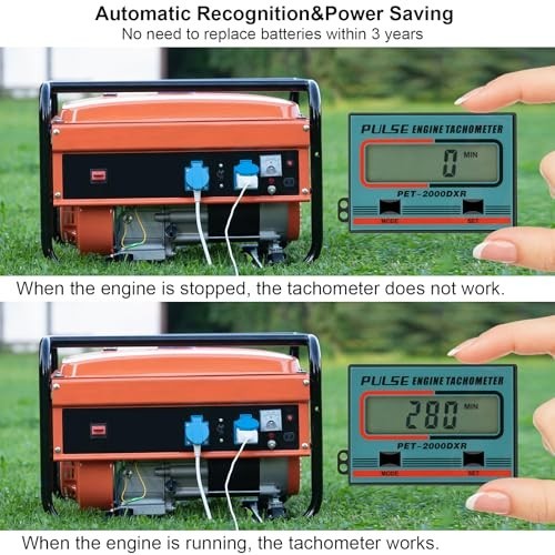 Small Engine Tachometer Digital Chainsaw RPM Gauge Tiny Tach Hour Meter with Cli