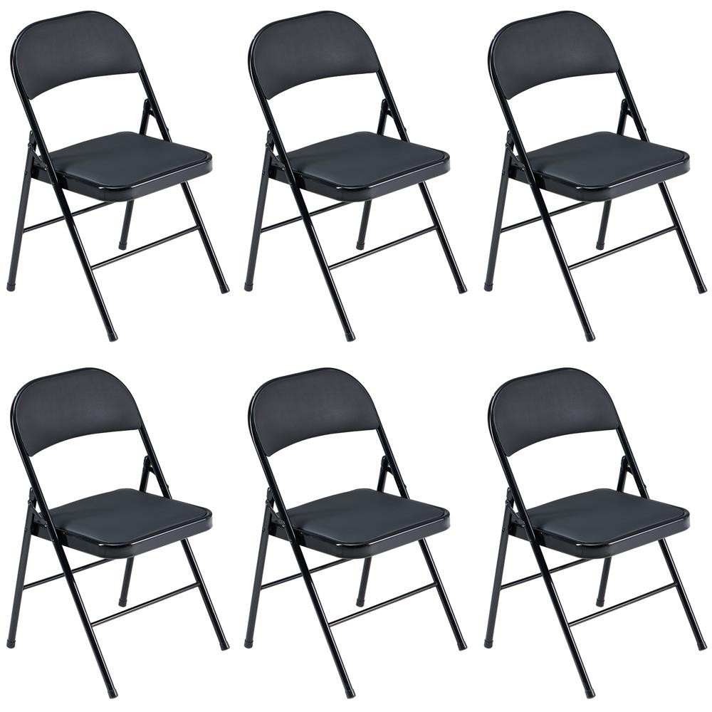 6 Pack Folding Chair Indoor Outdoor Portable Stackable Commercial Seat Black
