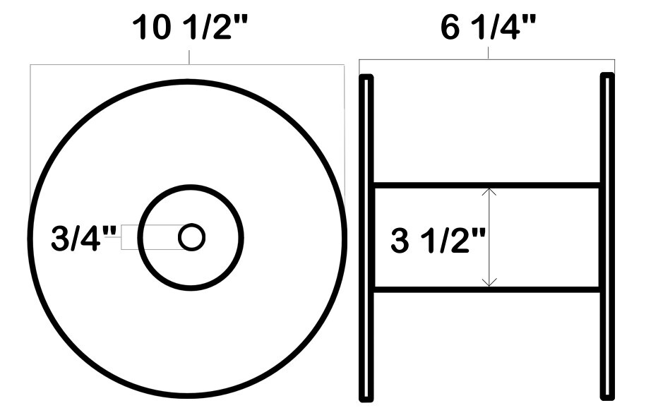 Used Large Plastic Spools for Wire/Cable - 10 1/2" Diameter, 6 1/4" Flat-to-Flat