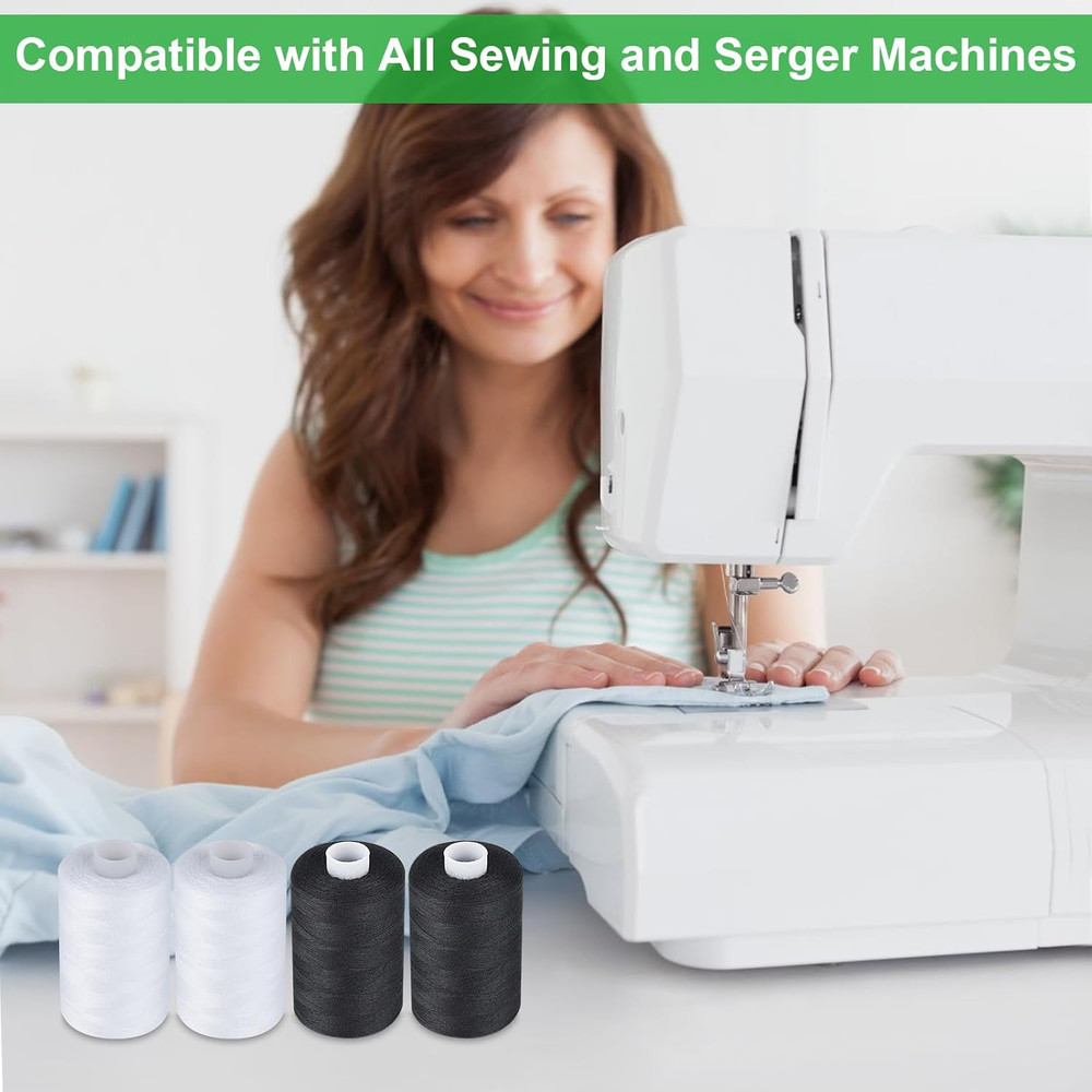 Simthread All Purpose Sewing Thread, 4 Spools Each 1000 Yards of Polyester Threa