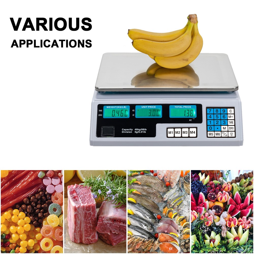 40kg/5g Digital Price Computing Scale for Vegetable US Plug backlit LCD display