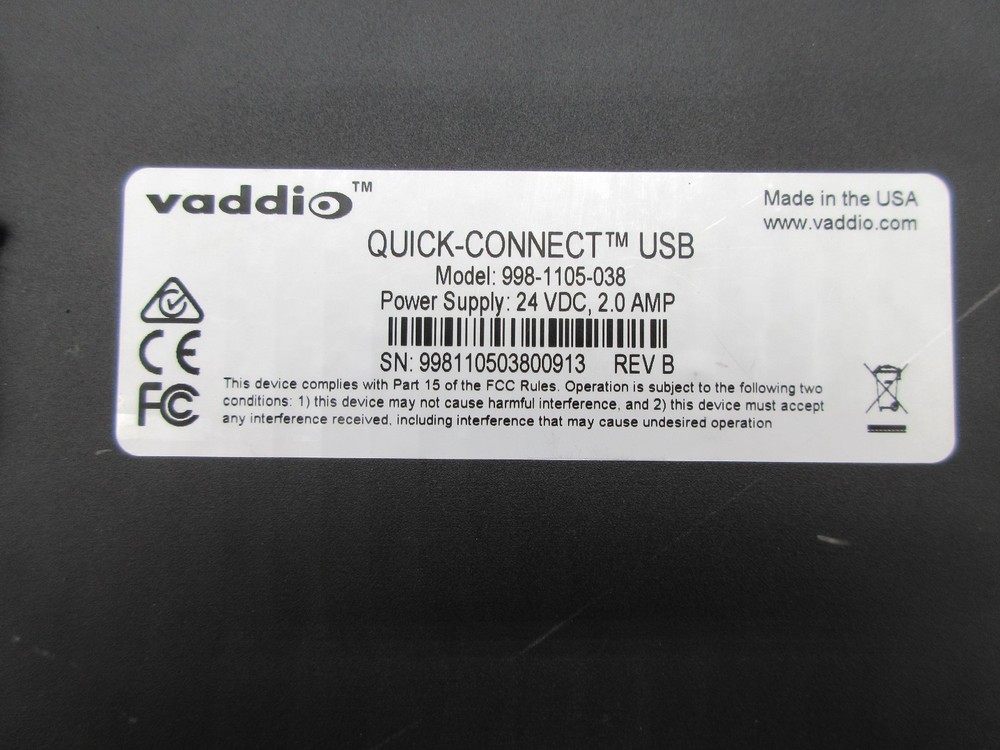 VADDIO 998-1105-038 Quick-Connect USB