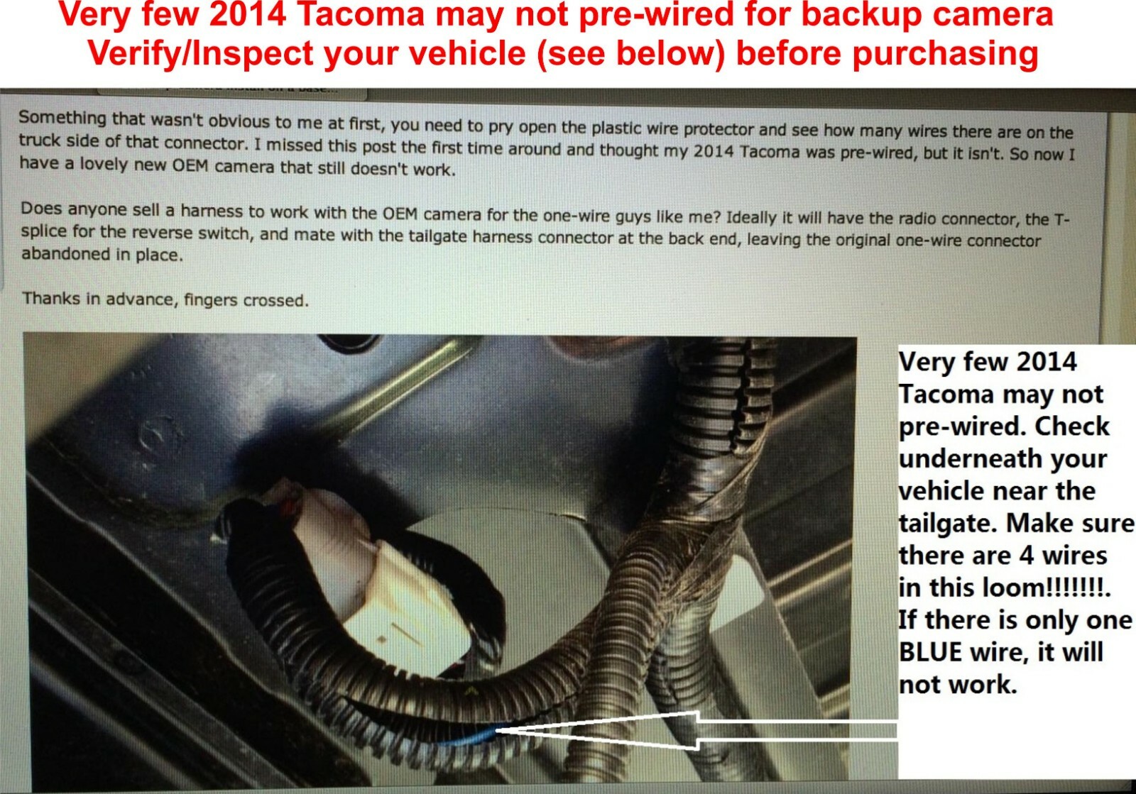 Backup Camera for Toyota Tacoma 2014, 2015 PLUG & PLAY! No Radio Included