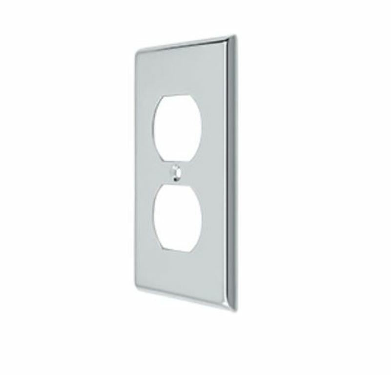 Plug Plate Double Outlet Solid Brass 8 Finishes by Deltana