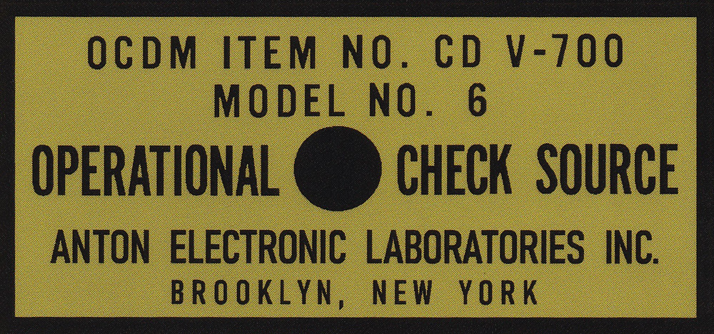 Check Source Label, Anton CD V-700 Model 6 Geiger Counter, CDV 700 CDV-700