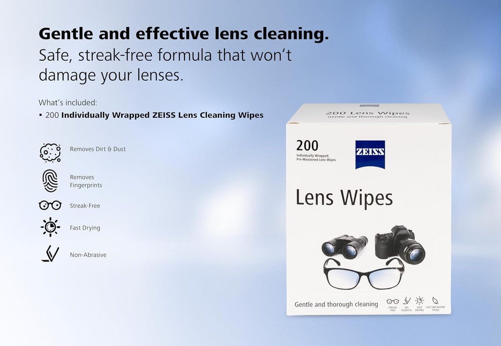 Pre-Moistened Lens Cleaning Wipes, 200 Count