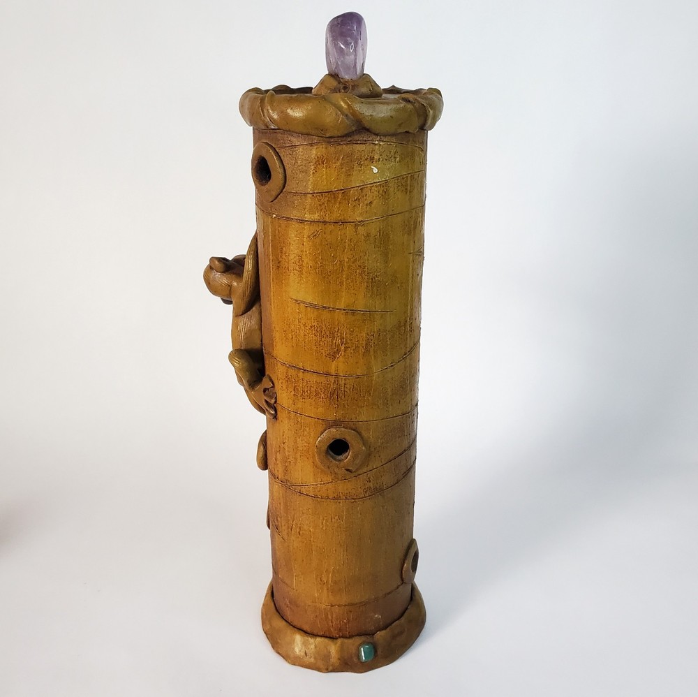 Handmade Monkey on Bamboo Incense Burner