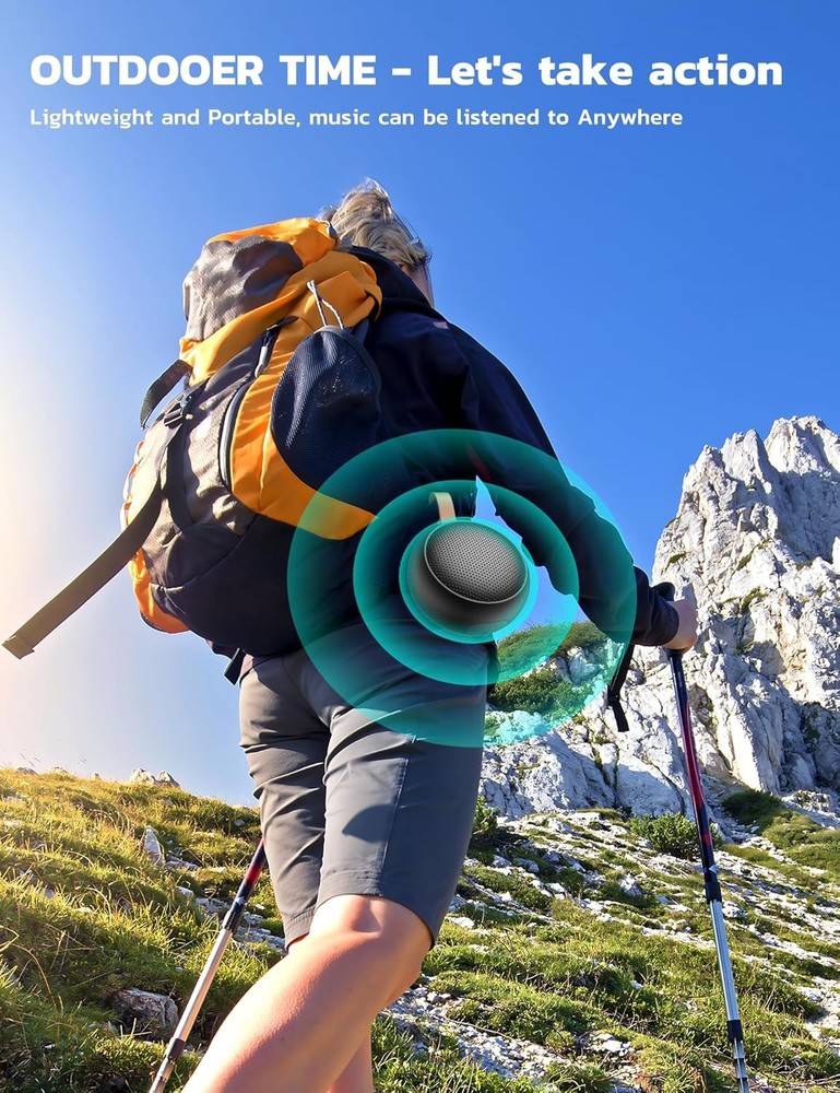 Bluetooth Speaker, IPX7 Waterproof Small Shower Speaker Wireless Bluetooth with