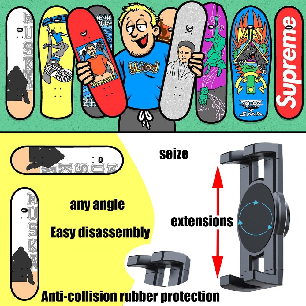 Skate Deck Wall Mount,360Â° rotatable Skateboard Wall Mount,Floating Display