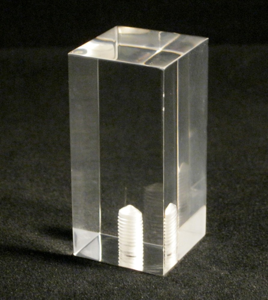 Lamp Finial-Transitional ACRYLIC RECTANGULAR CUBE 2" Ht. CLEAR
