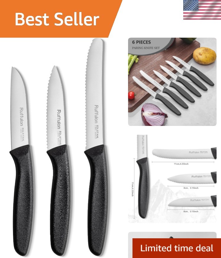 Super Sharp Compact Kitchen Knife Set - 6 High-Quality Fruit & Vegetable Knives
