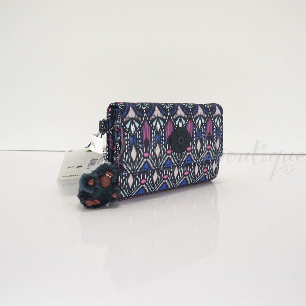 NWT Kipling AC3739 PIXI Snap Medium Trifold Wallet Polyester Glorious Day Multi