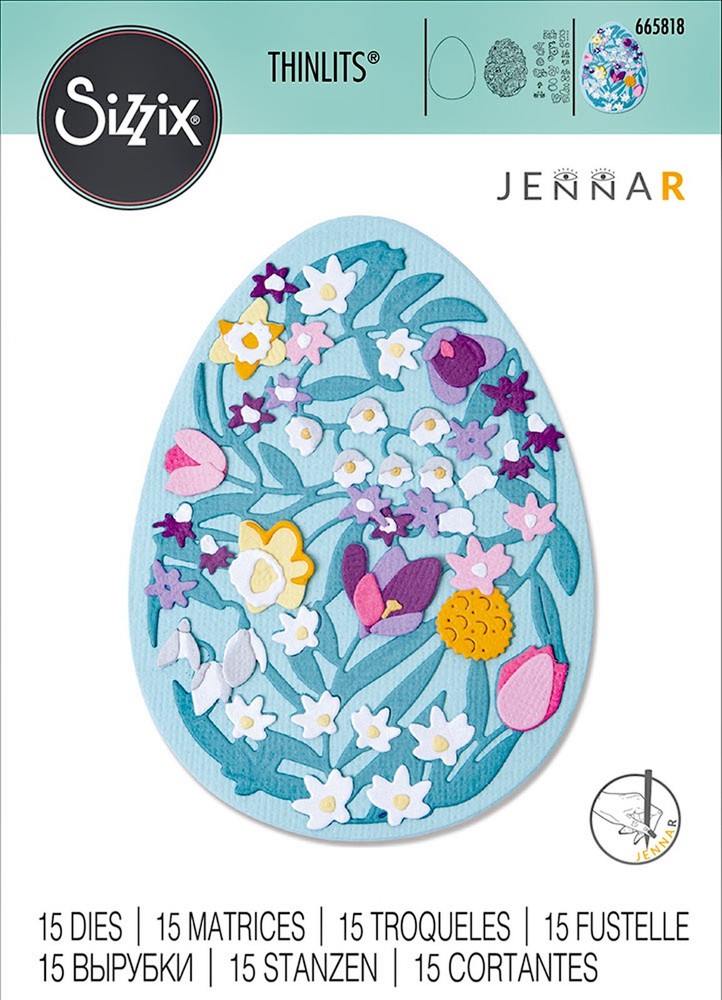 New Retired Sizzix Thinlits Intricate Floral Easter Egg 15pc #665818 MSRP $20.99