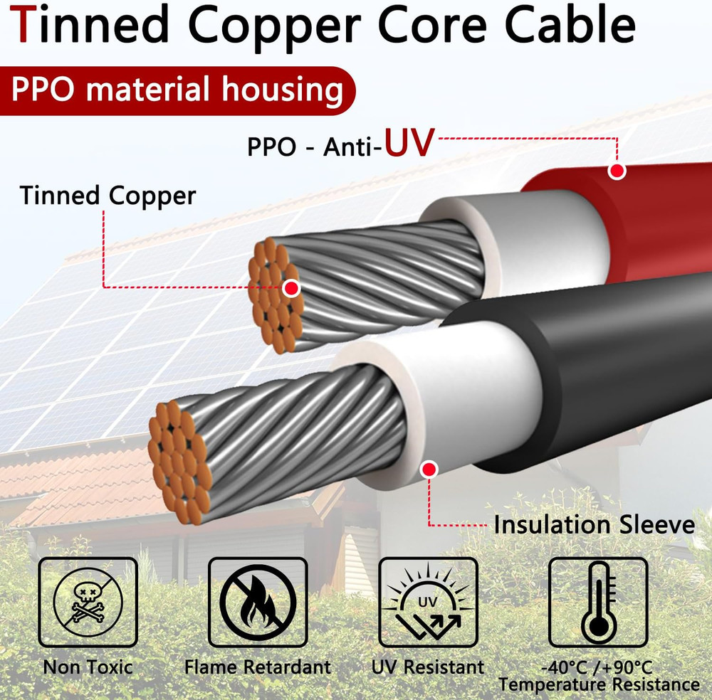 Solar Parallel Connectors for 2 Solar Panels Tool-Free MC4 Solar Cable Split...