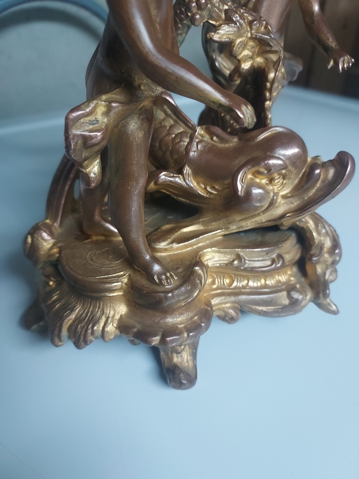 Antique Art Nouveau 15" Gilt Clock With New Battery Powered Quartz Insert NICE!