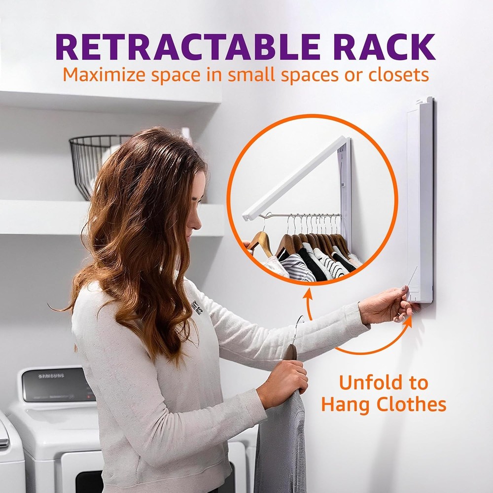 InstaHanger Clothes Drying Rack - Wall Mounted Laundry Drying Rack for Small Spa