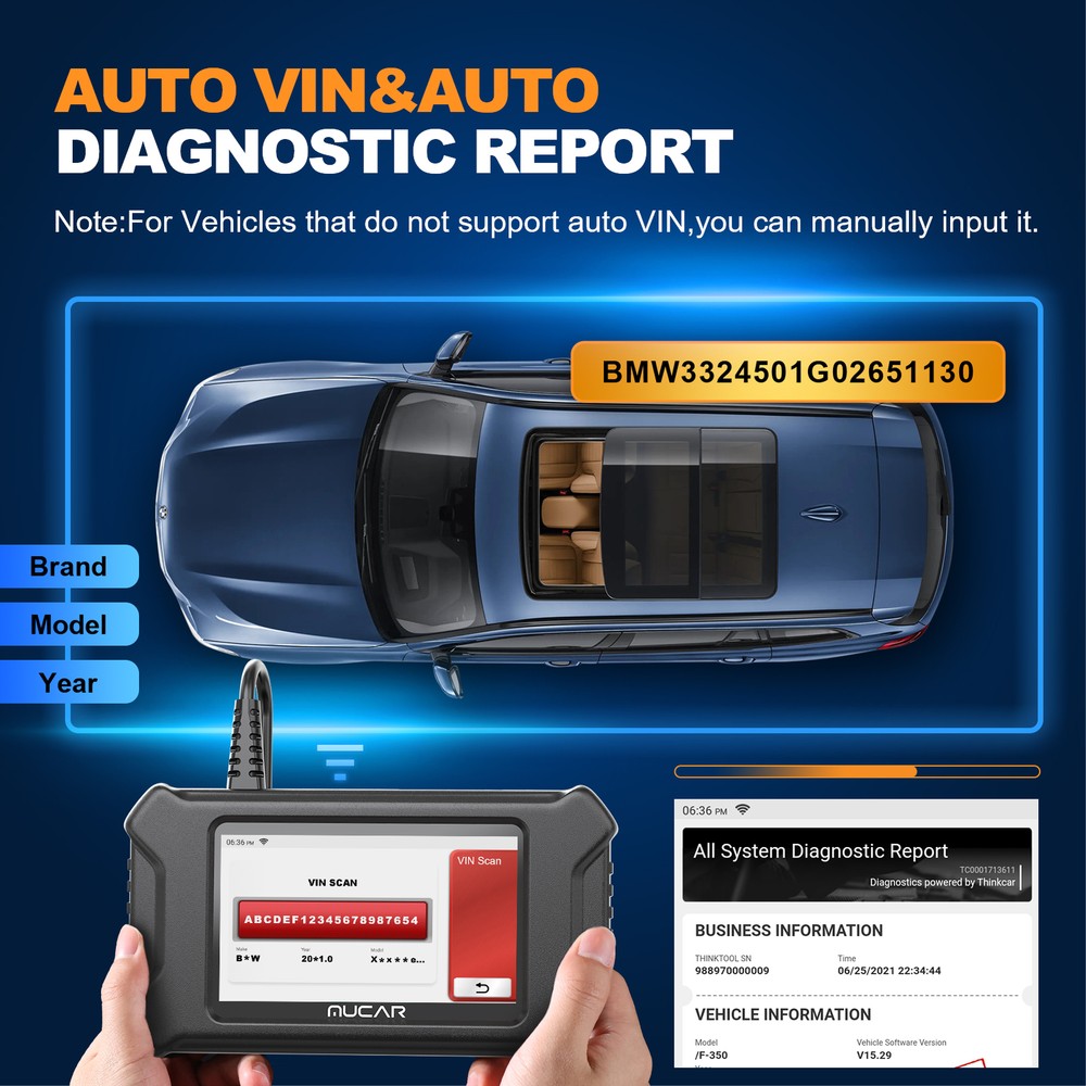 MUCAR Engine Car Diagnostic Tool OBD2 Scanner Multiple Maintenance Reset Service