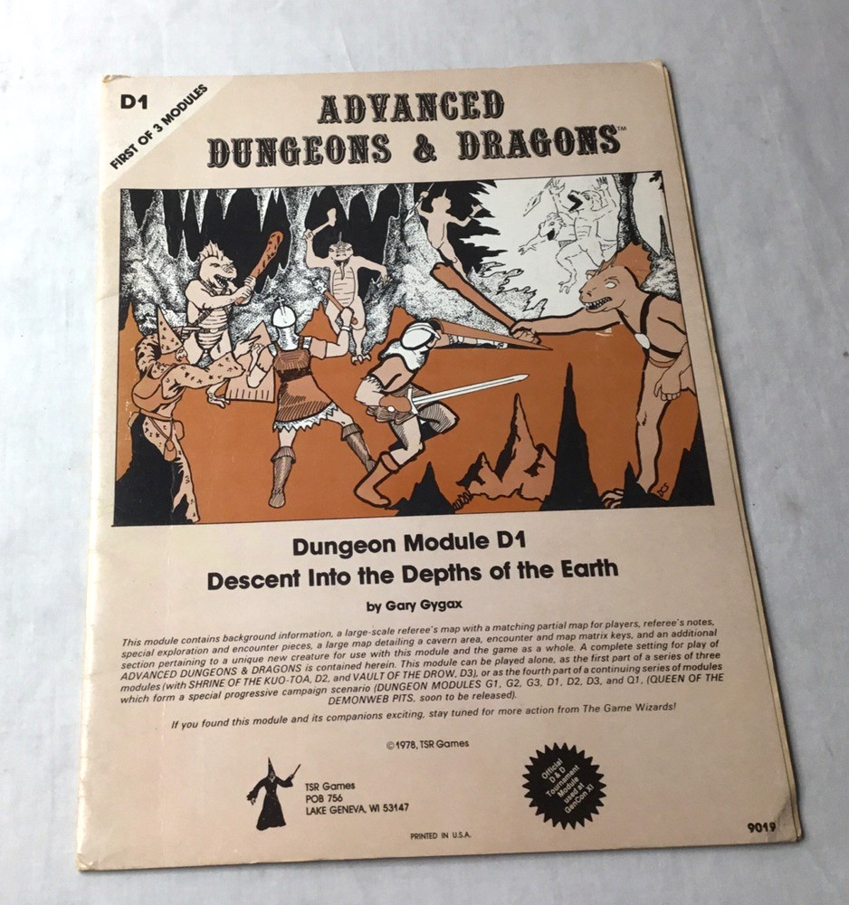 Vintage TSR Dungeons & Dragons Basic Rulebook + AD&D D1 Descent Module