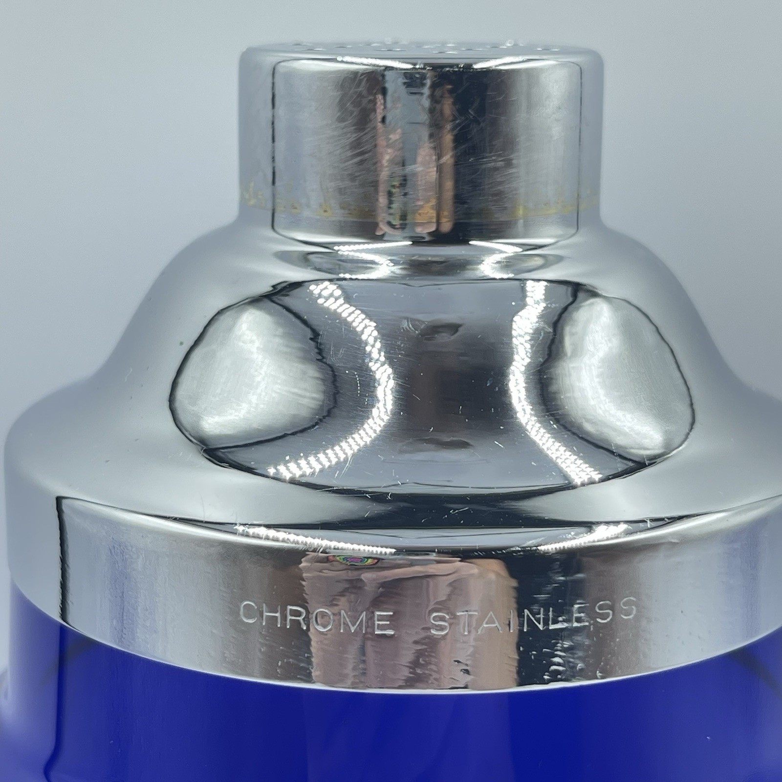Vgt Cobalt Blue Cocktail Shaker with 4 Roly Poly Glasses Chrome Plate Shaker Top