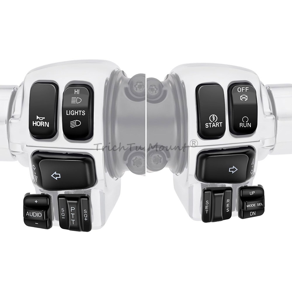 Fit For Harley Electra Road Glide 10PCS Hand Control Switch Button Covers Chrome