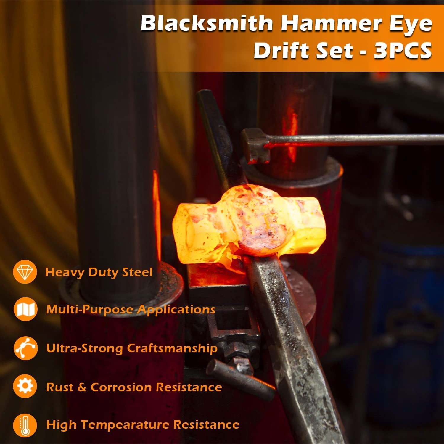 Blacksmith Drift Kit Hammer Eye Drift Tools Tool Set for Tomahawk Axe Forging