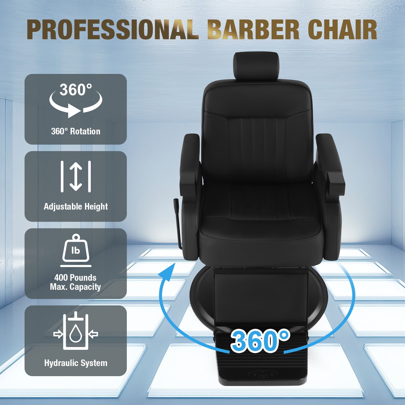 Vintage Black Recline All Purpose Barber Chair Hydraulic SalonSpa Beauty Stylist