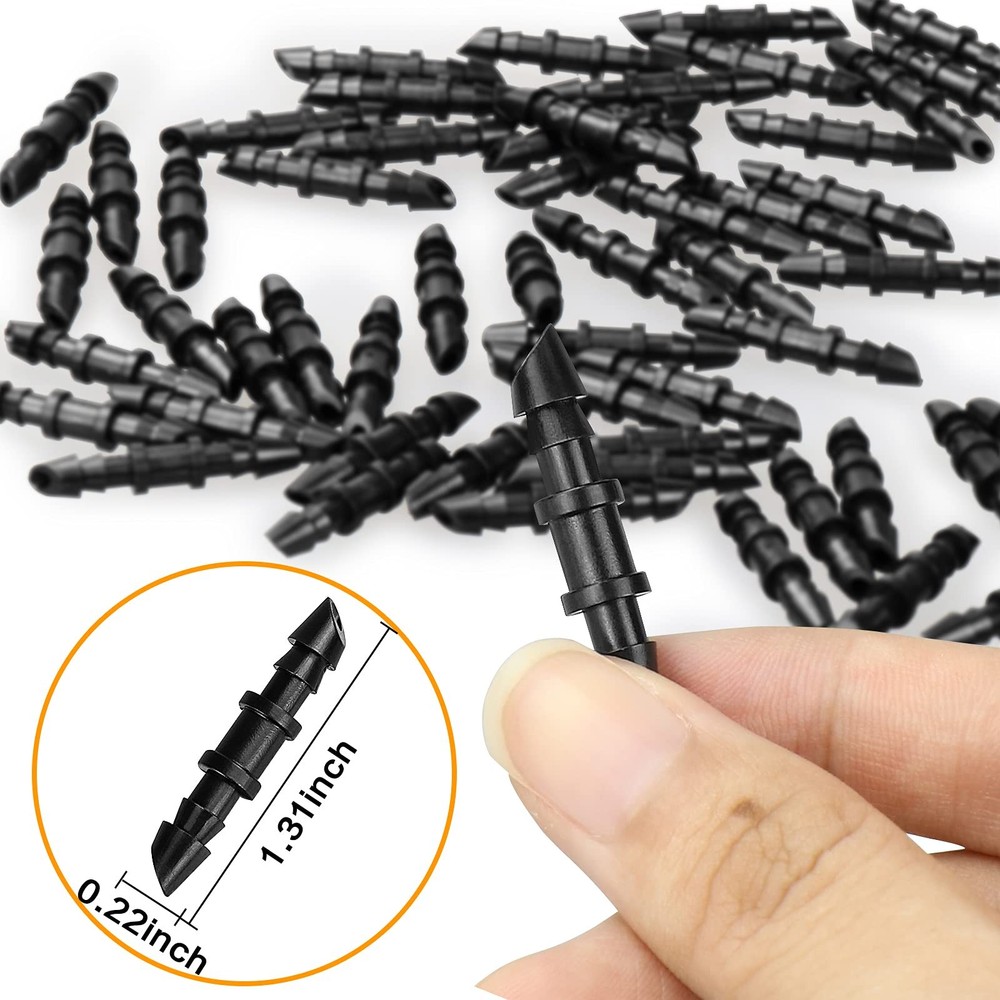 JAYEE 100 Pack Drip Irrigation 1/4' Barbed 100P-Coupling, D 100P- Couplings